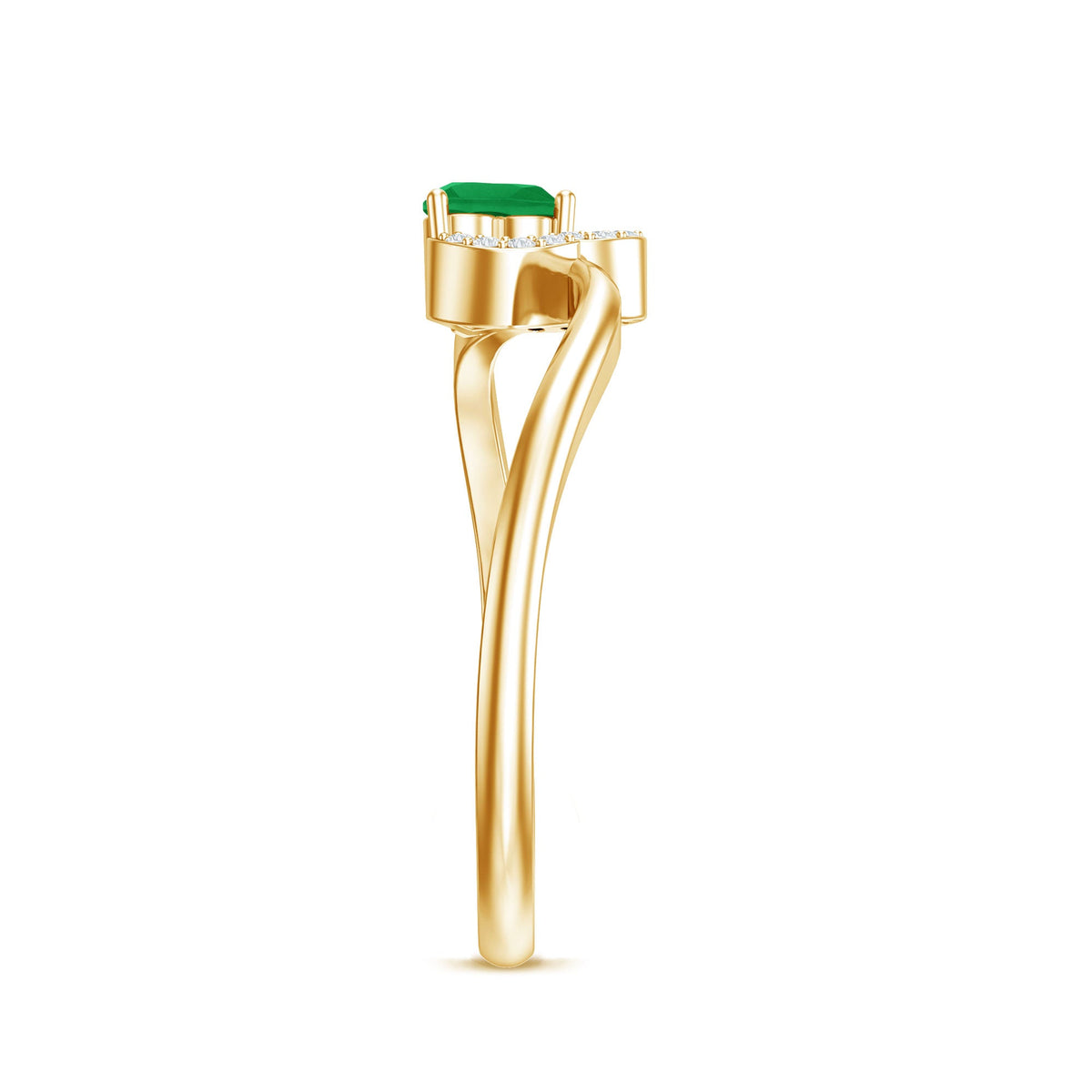 Certified Natural Emerald Heart Promise Ring with Diamond
