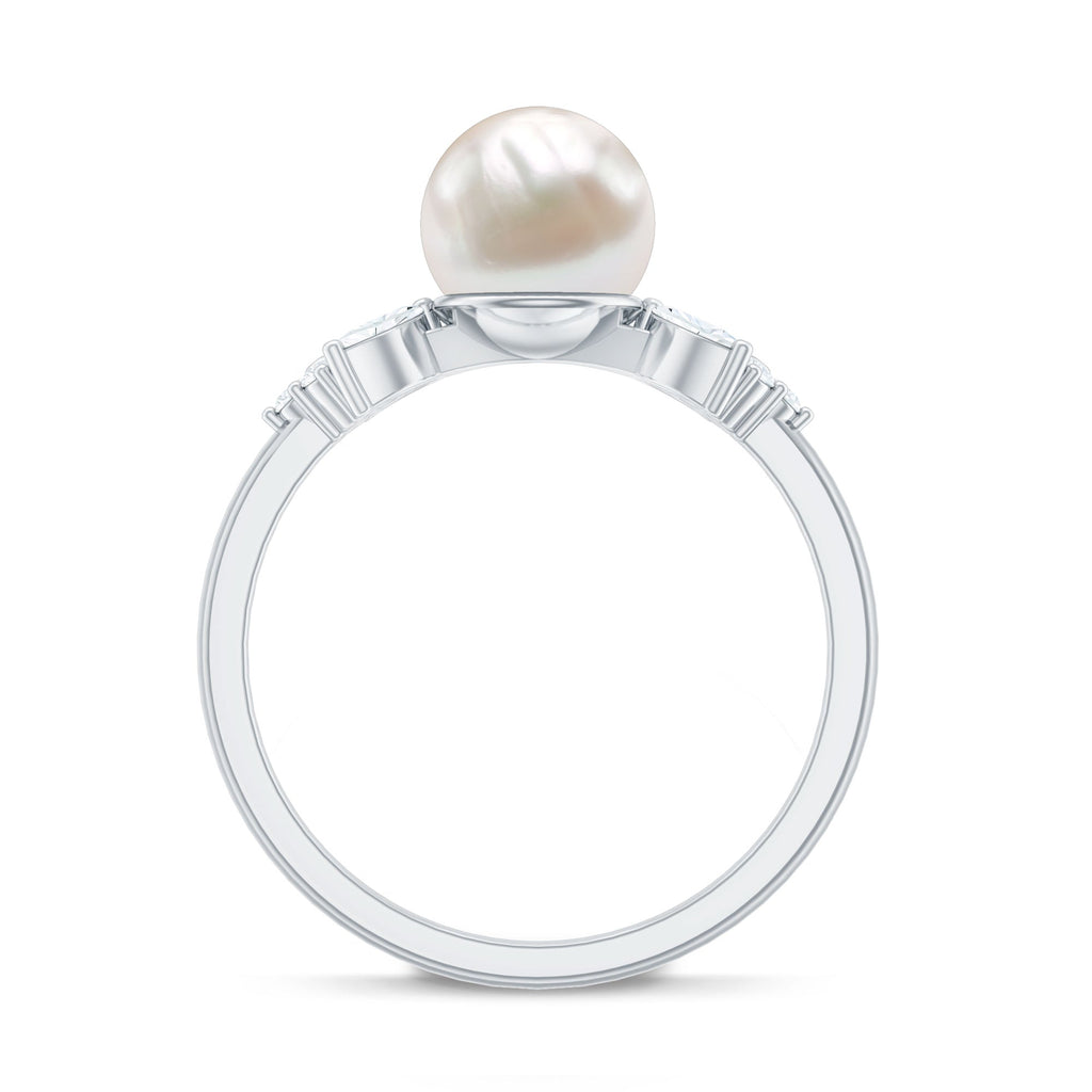 Nature Inspired 7.48 Carat Freshwater Pearl Engagement Ring with Diamond