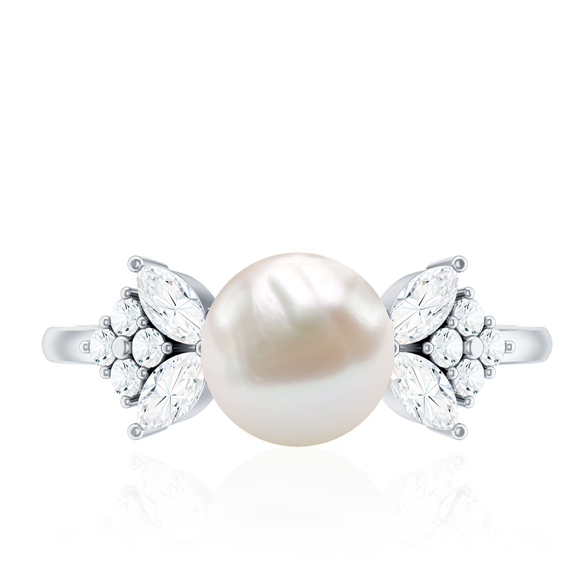 Nature Inspired 7.48 Carat Freshwater Pearl Engagement Ring with Diamond