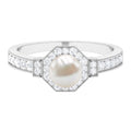Art Deco Inspired 7.4 Carat Freshwater Pearl Engagement Ring with Diamond Halo