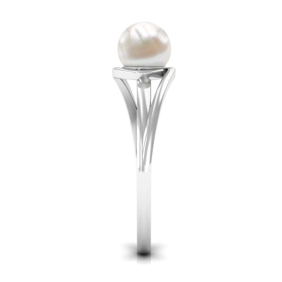 Cultured 7.4 Carat Freshwater Pearl Solitaire Engagement Ring with Bypass Shank