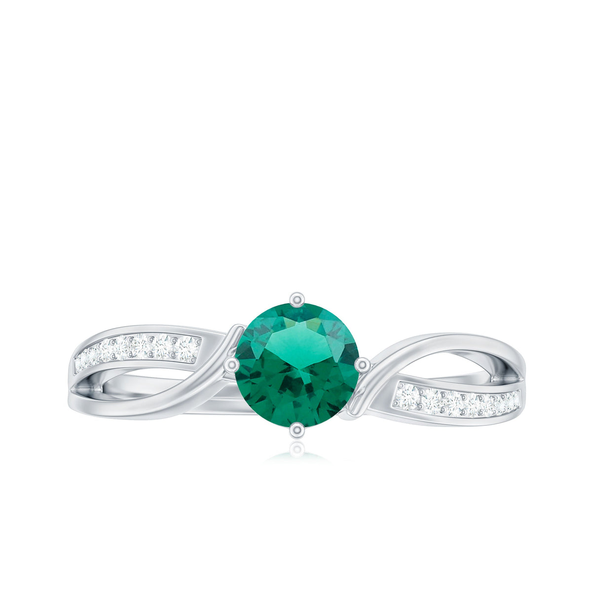 Certified Lab Grown Emerald Diamond Engagement Ring with Infinity Shank