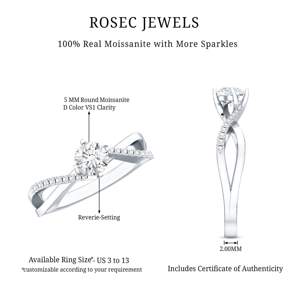 Round Cut Moissanite Infinity Engagement Ring for Her