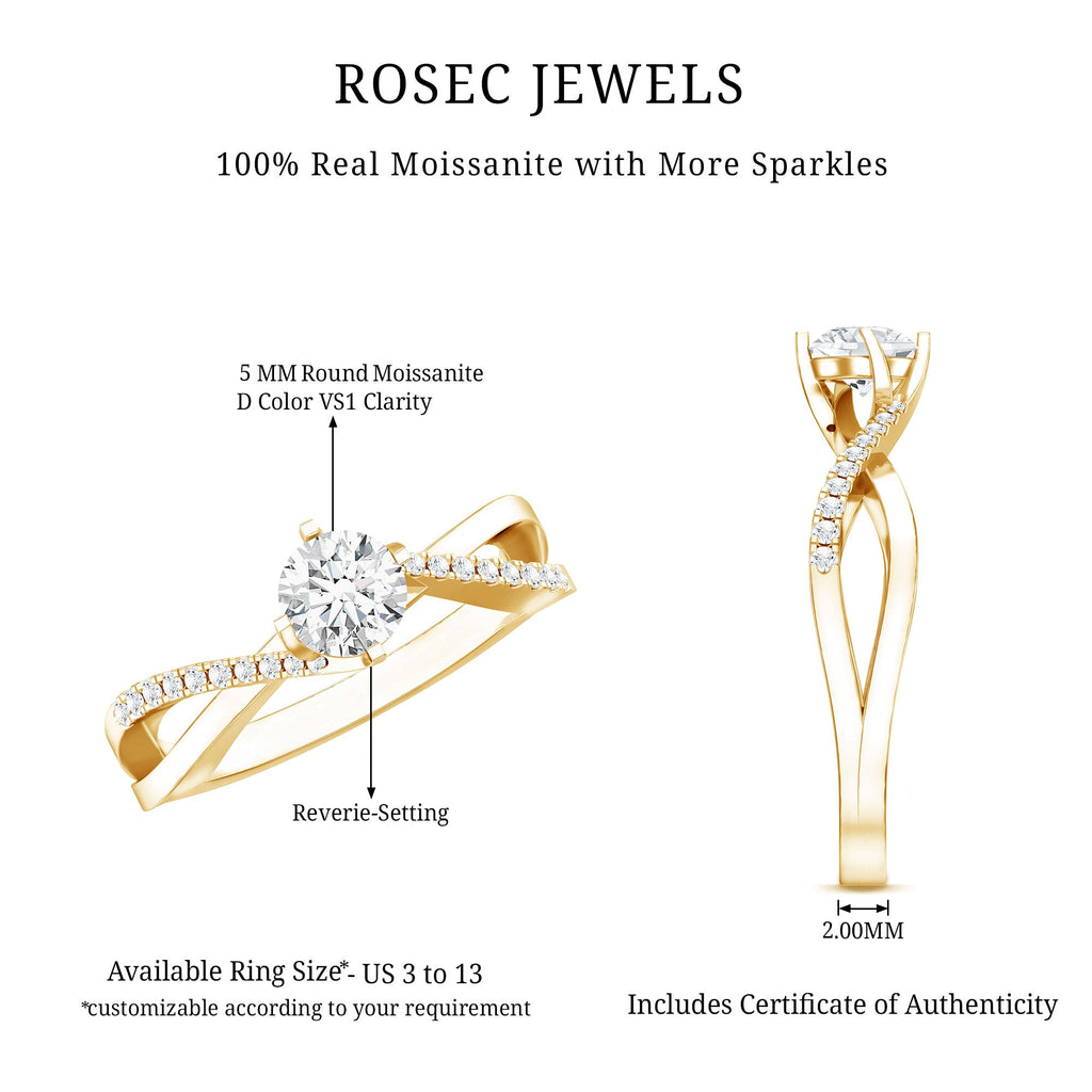 Round Cut Moissanite Infinity Engagement Ring for Her