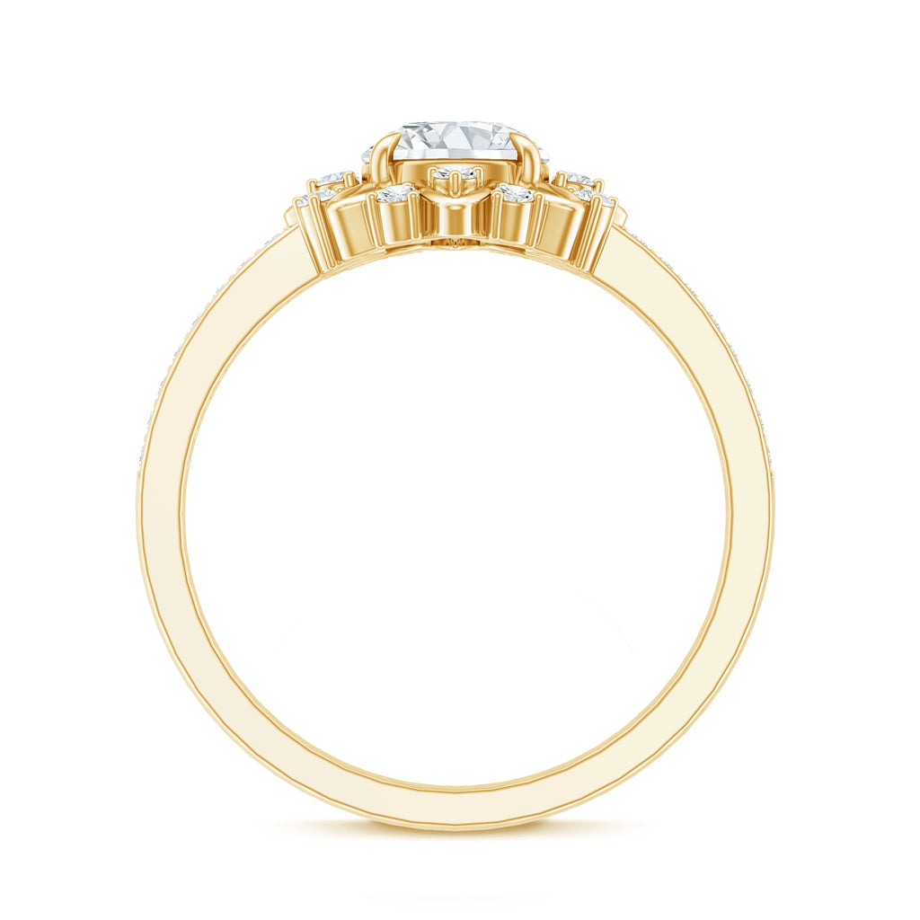 Round Certified Moissanite Flower Engagement Ring