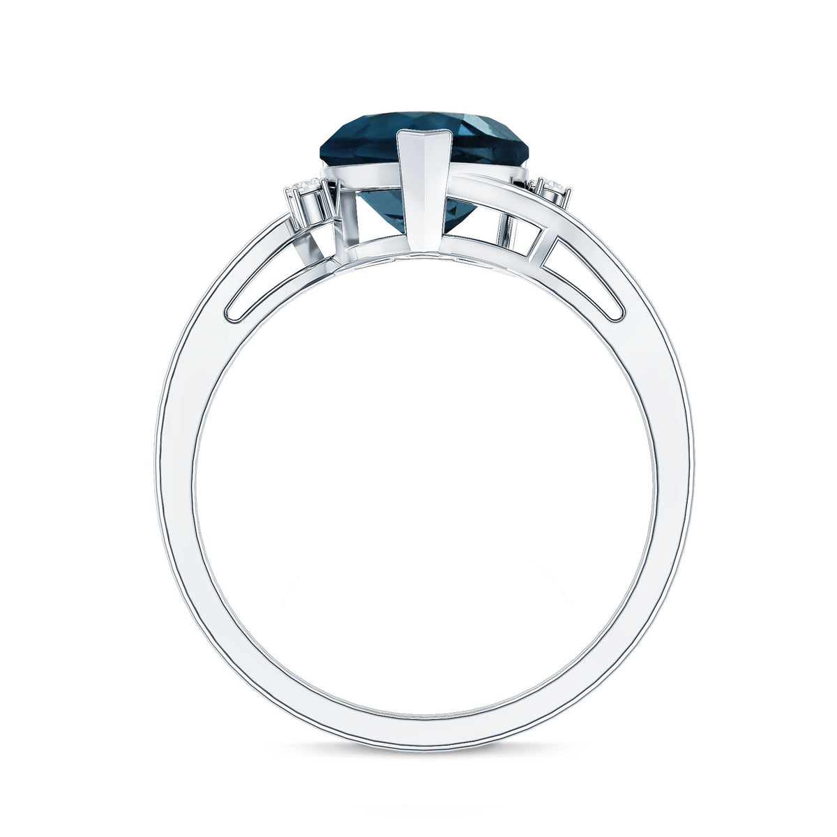 Heart Shaped London Blue Topaz Engagement Ring with Diamonds
