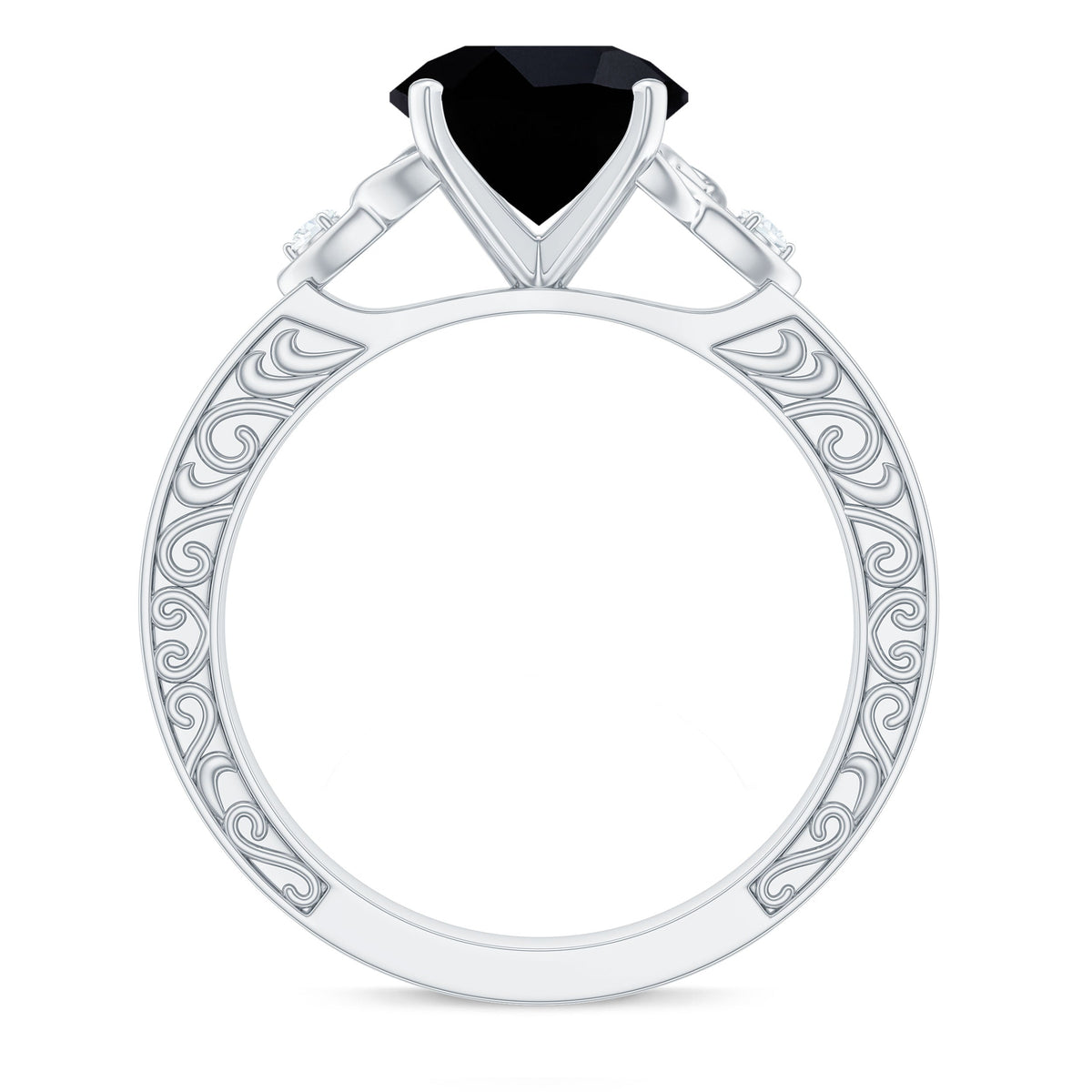 Vintage Inspired Black Onyx Celtic Engagement Ring with Diamond