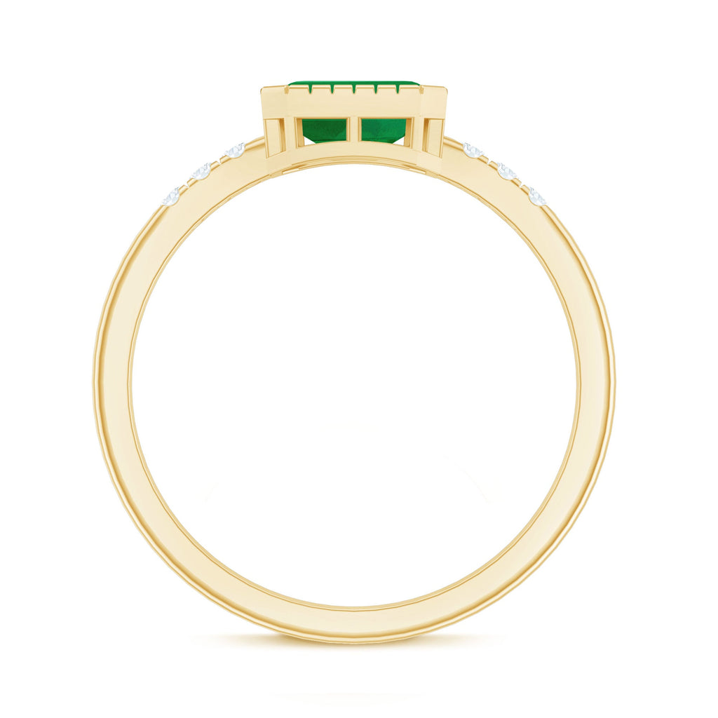 Natural Emerald Diamond Emerald Cut Engagement Ring in East West Style