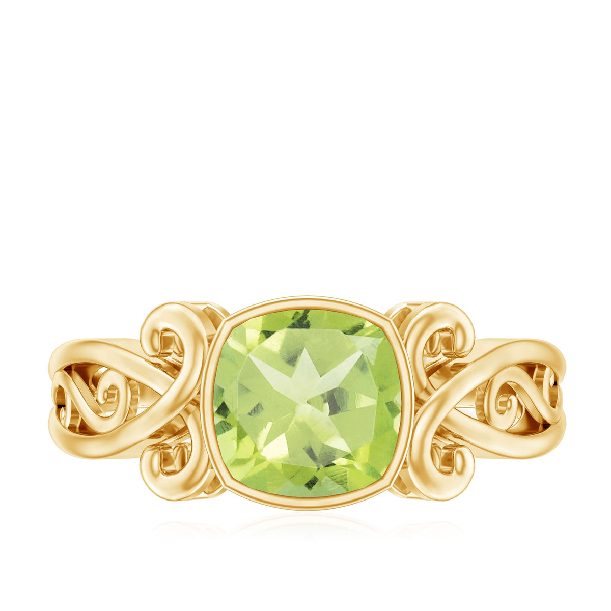 Vintage Style 2 Carat Peridot Cushion Cut Engagement Ring