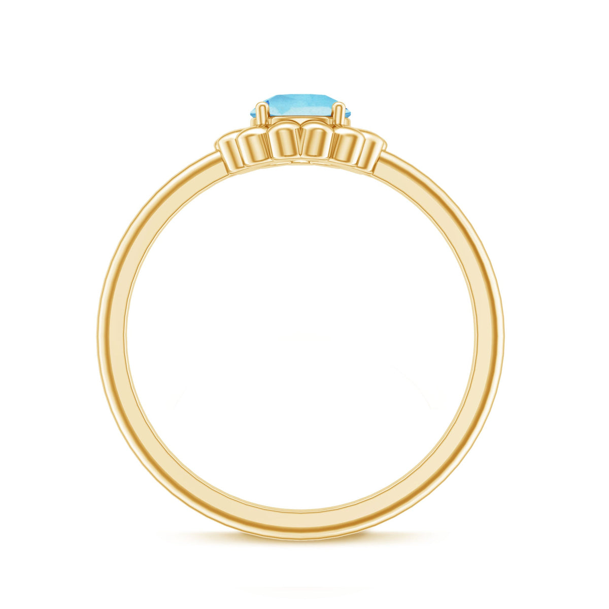 Natural Aquamarine Flower Promise Ring with Certificate