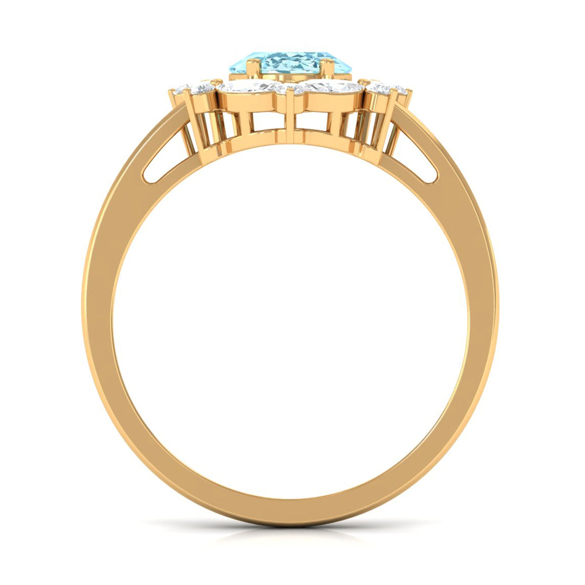 Genuine Aquamarine Vintage Inspired Engagement Ring with Halo