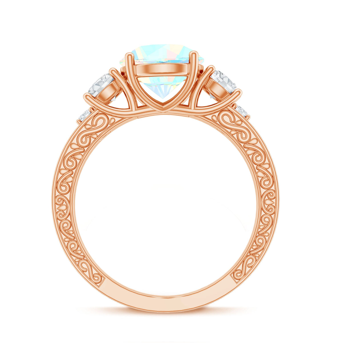Certified 2 Carat Real Ethiopian Opal 3 Stone Engagement Ring With Certificate