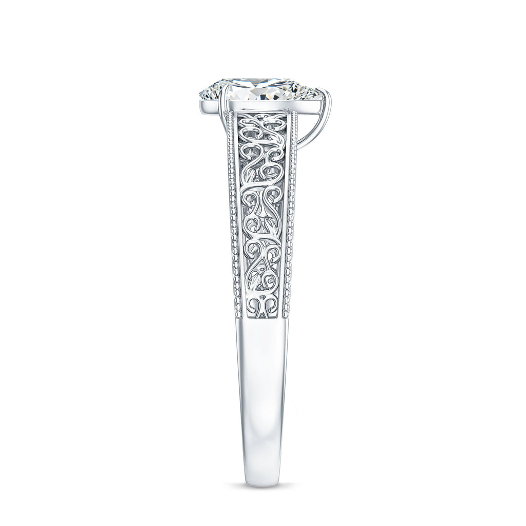 Pear Shape Lab Grown Diamond Vintage Inspired Solitaire Ring