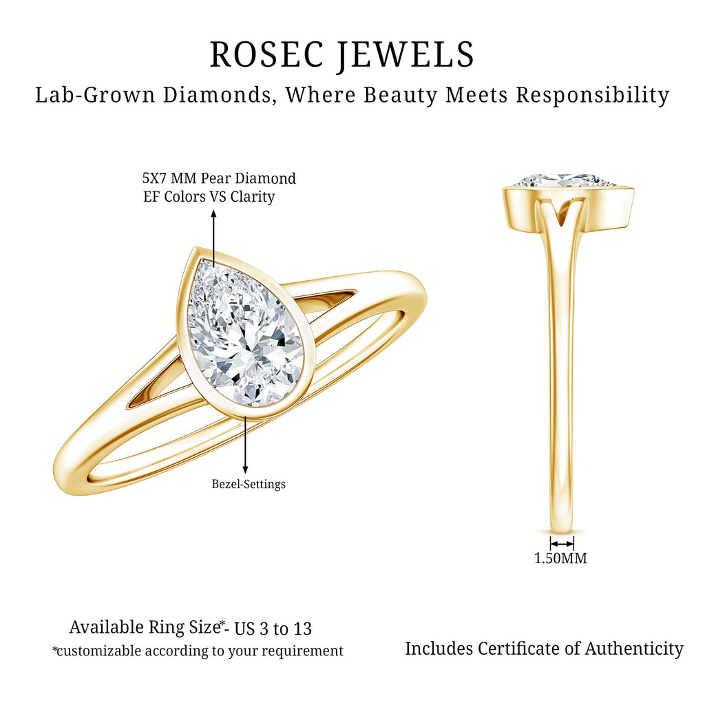 Pear Cut Lab Grown Diamond Solitaire Ring in Split Shank
