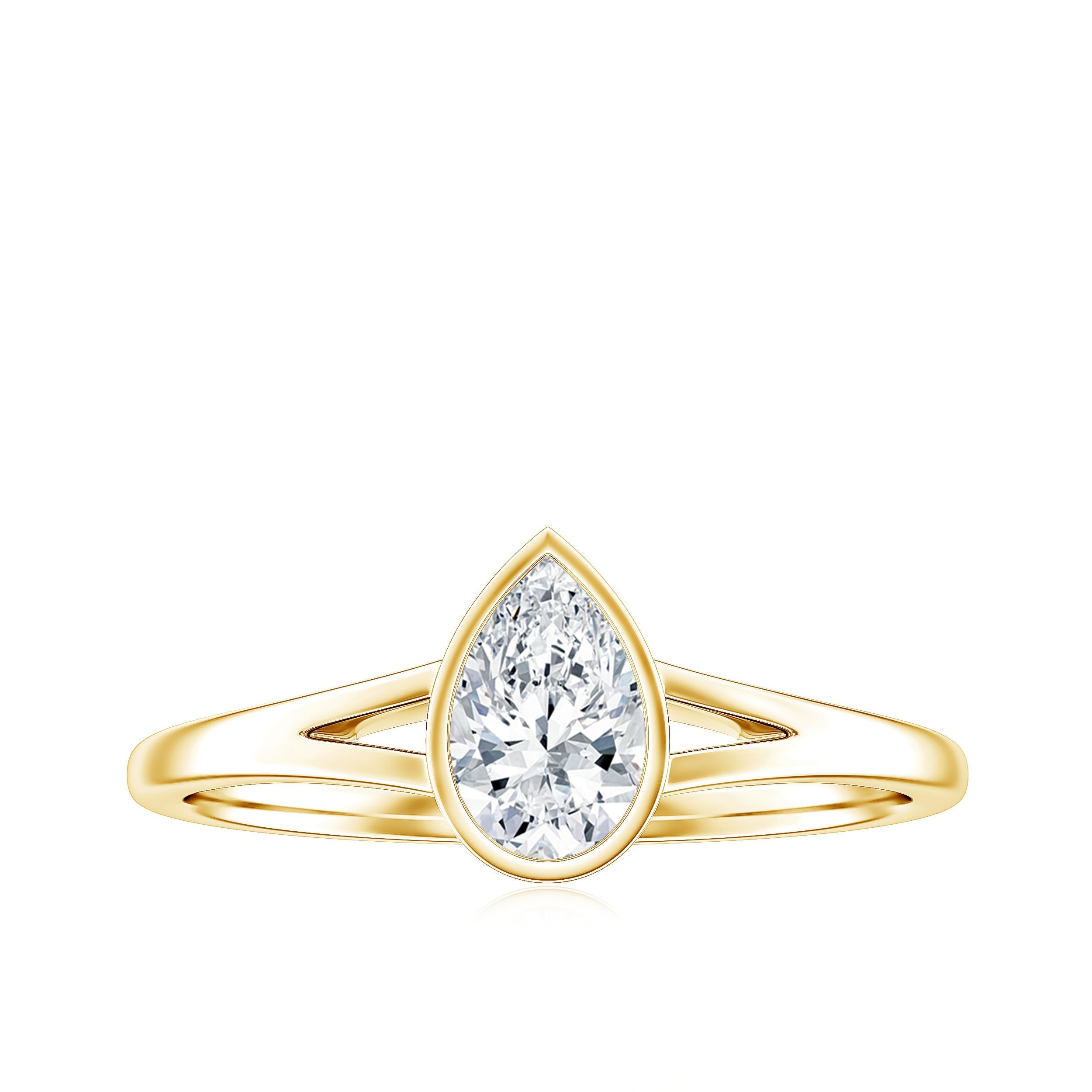 Pear Cut Lab Grown Diamond Solitaire Ring in Split Shank