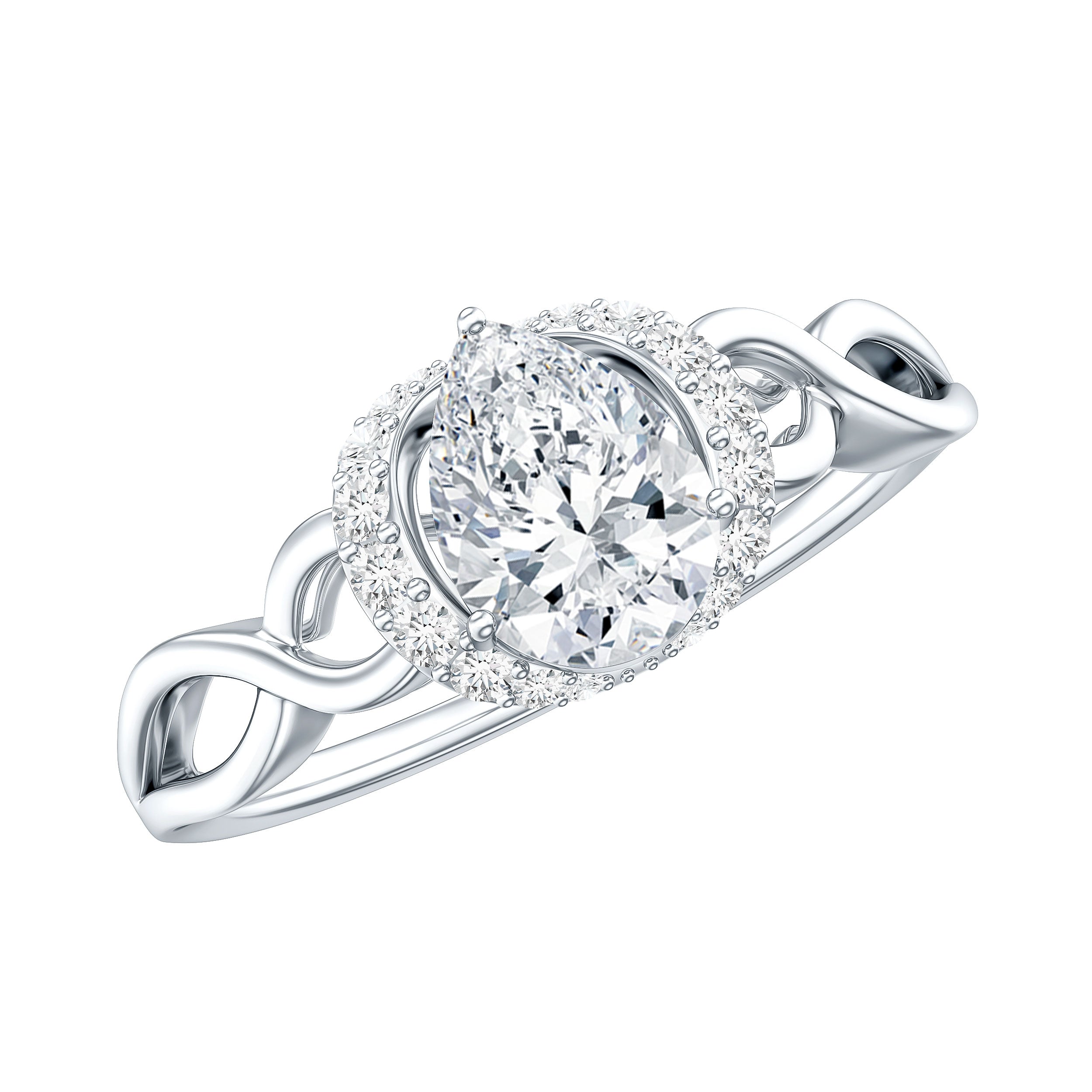 Lab Grown Diamond Collar Engagement Ring in Infinity Shank