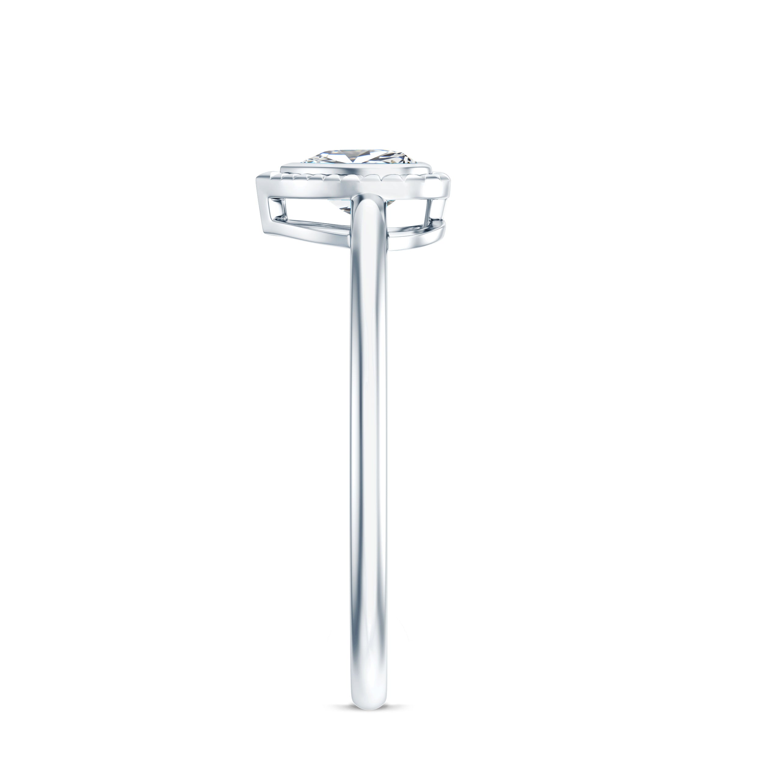 Lab Grown Diamond Heart Solitaire Ring with Engraved Details