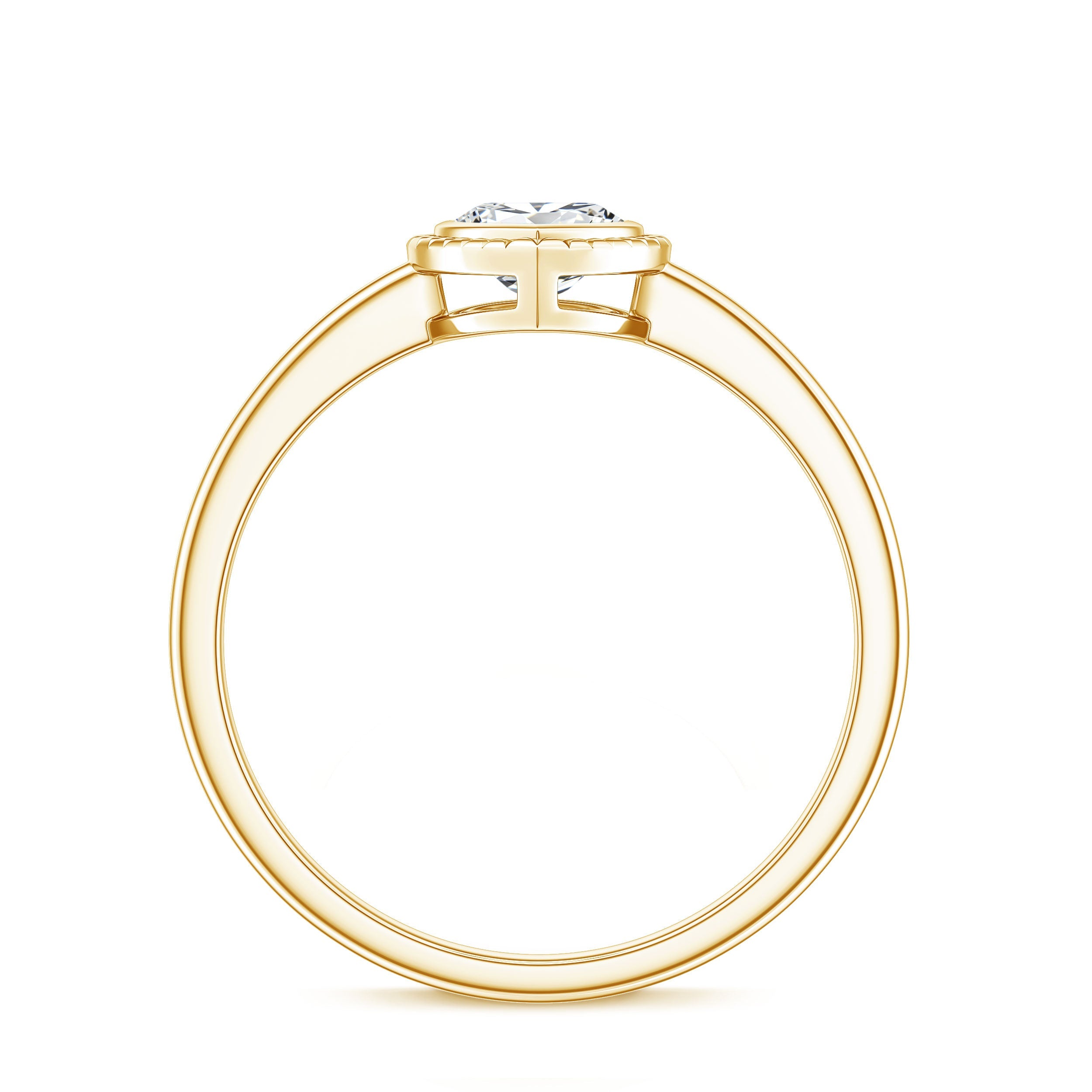 Lab Grown Diamond Heart Solitaire Ring with Engraved Details