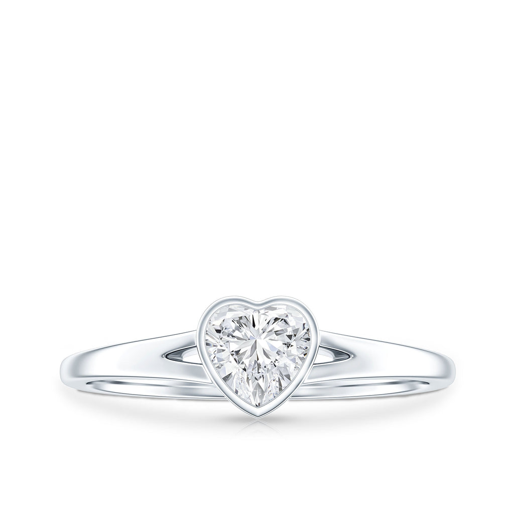 Heart Shape Lab Grown Diamond Solitaire Ring in Split Shank