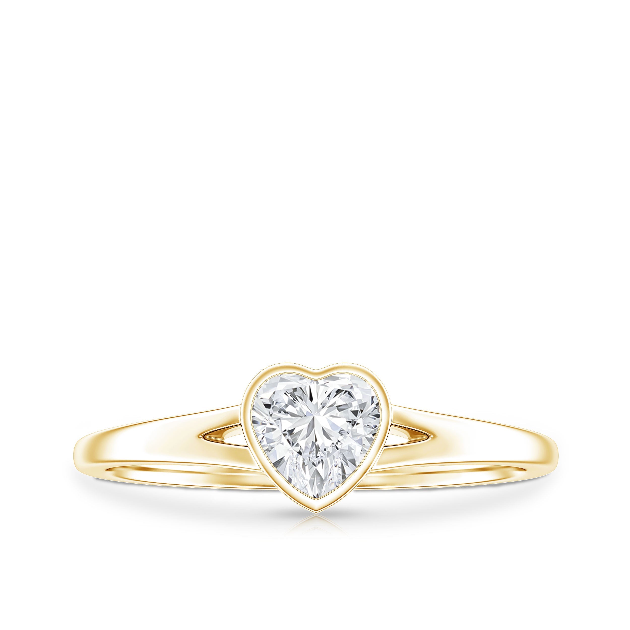 Heart Shape Lab Grown Diamond Solitaire Ring in Split Shank