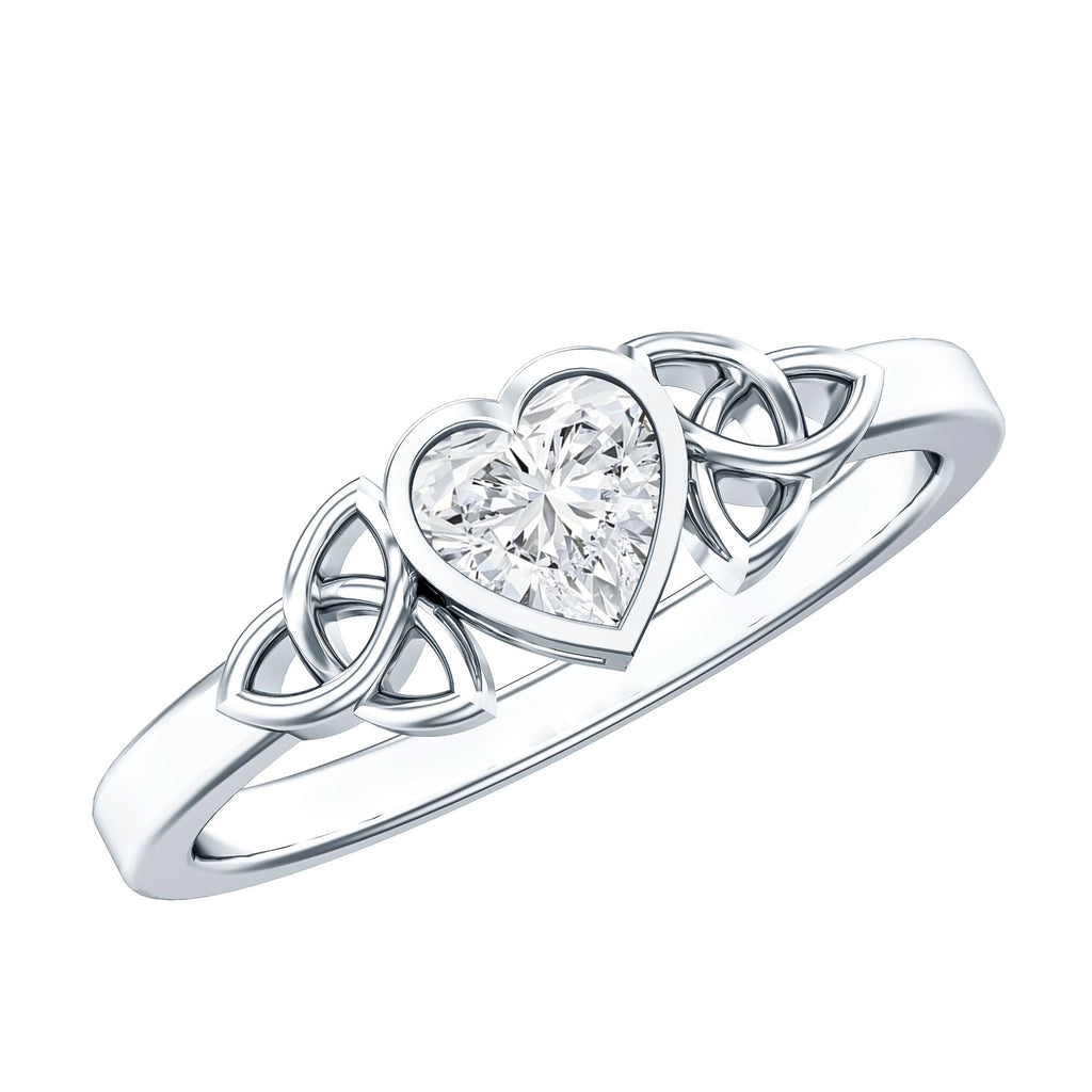 Heart Shape Lab Grown Diamond Solitaire Celtic Ring