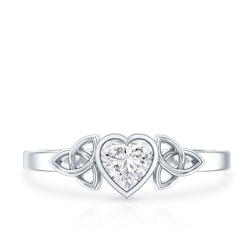 Heart Shape Lab Grown Diamond Solitaire Celtic Ring