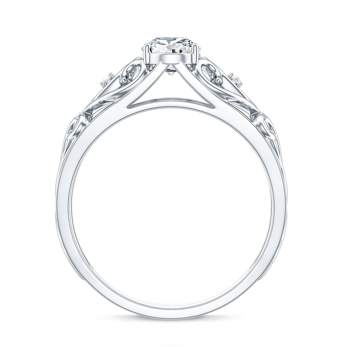 Pear Shaped Lab Created Diamond Solitaire Filigree Ring