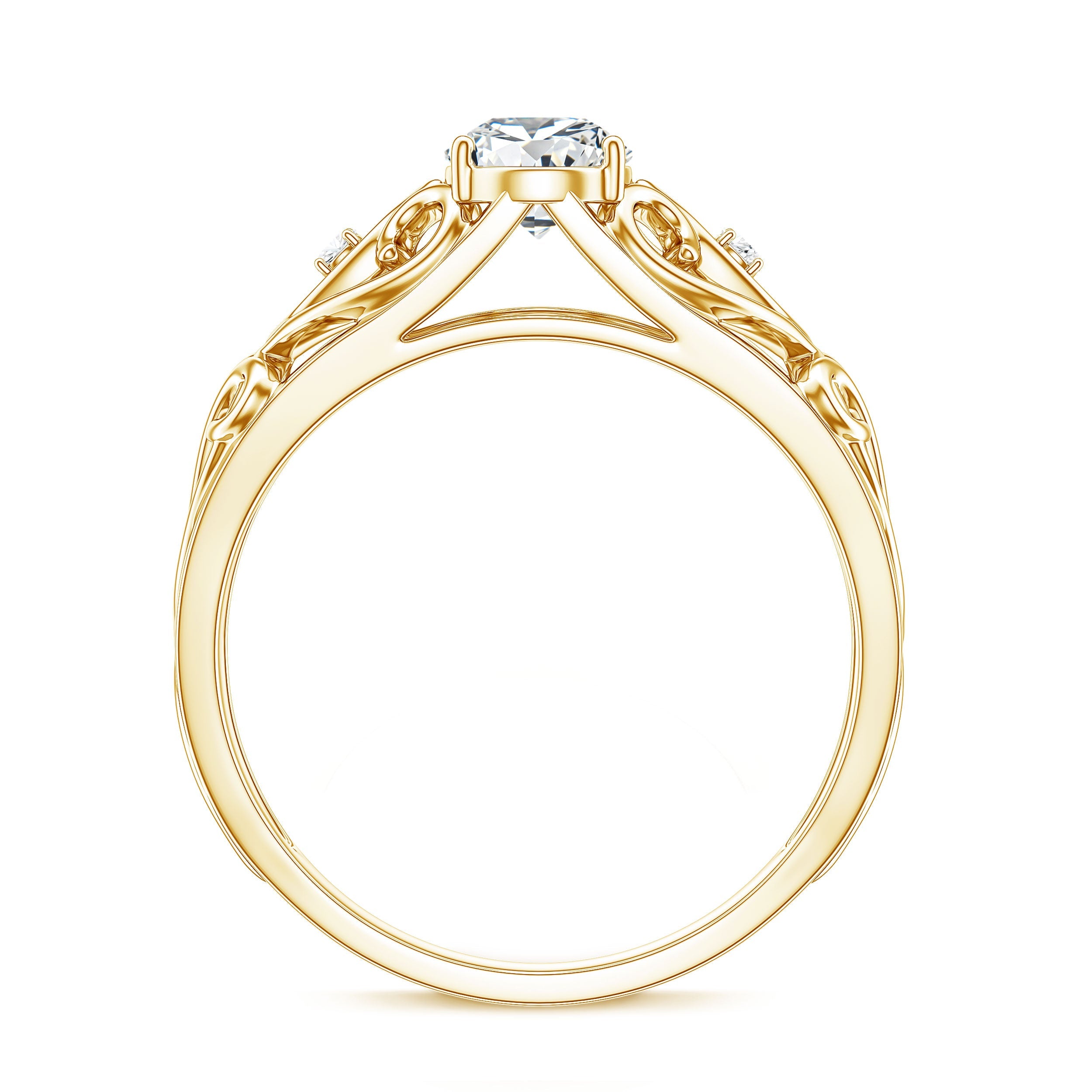 Pear Shaped Lab Created Diamond Solitaire Filigree Ring
