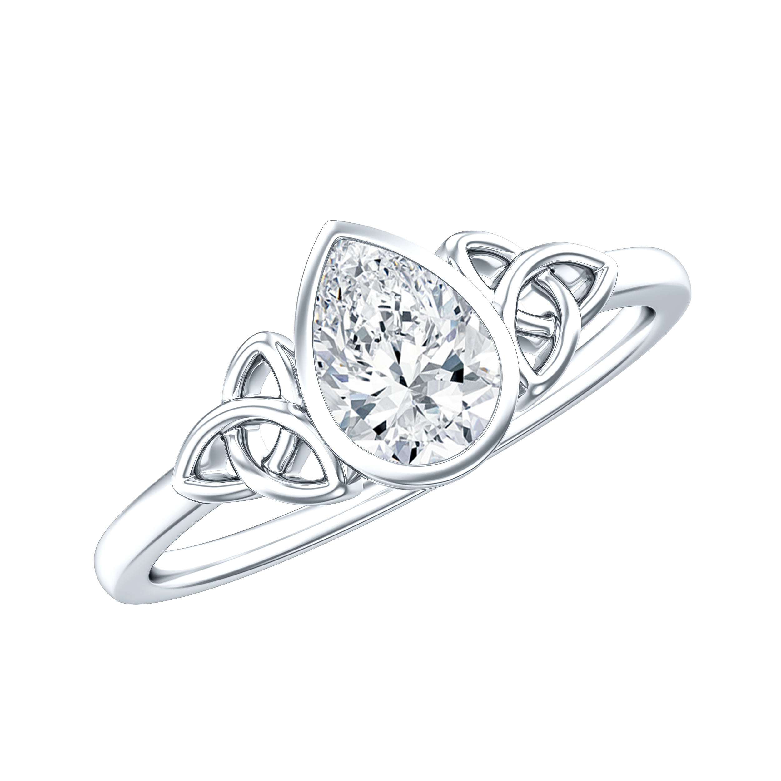 Pear Shape Lab Grown Diamond Solitaire Celtic Ring