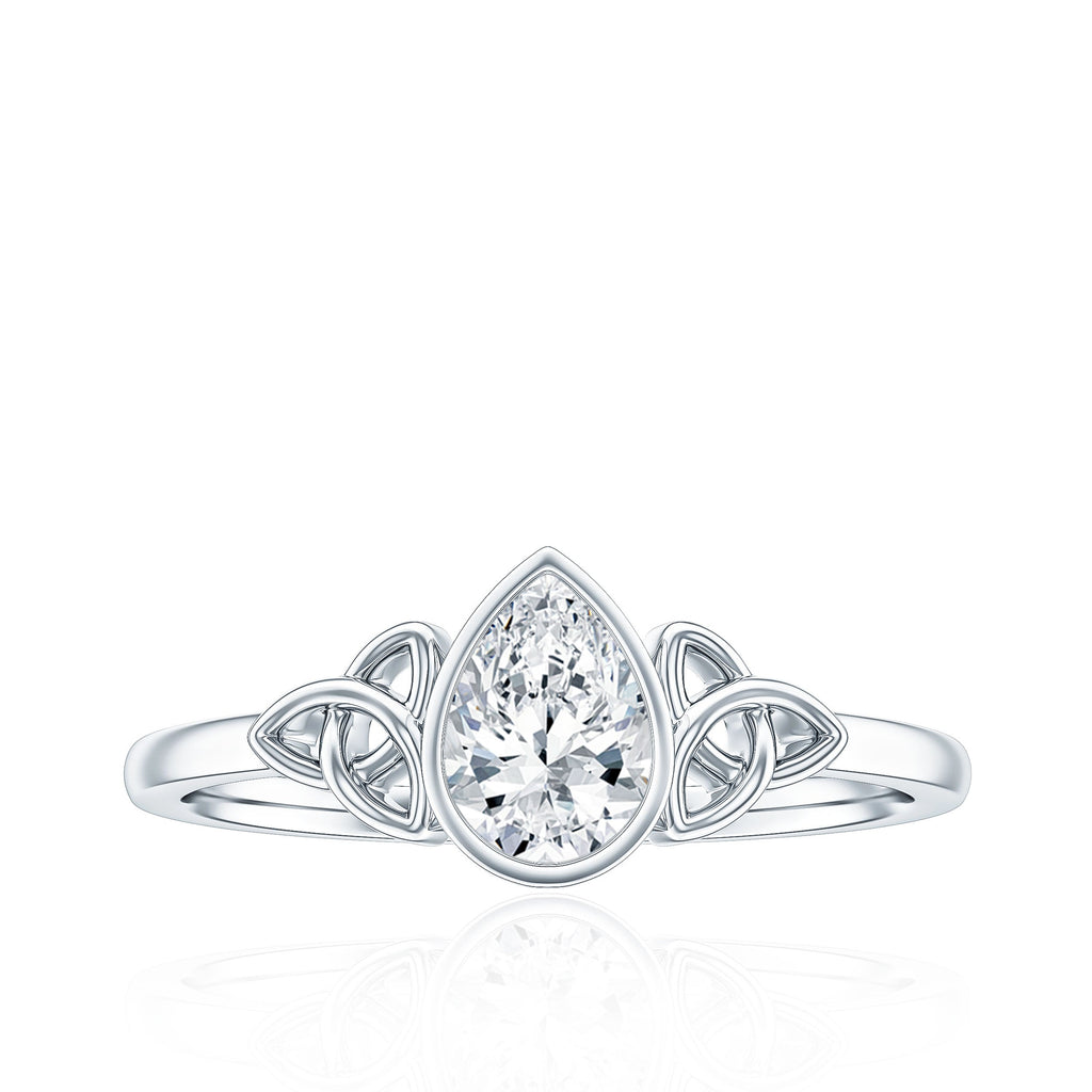 Pear Shape Lab Grown Diamond Solitaire Celtic Ring