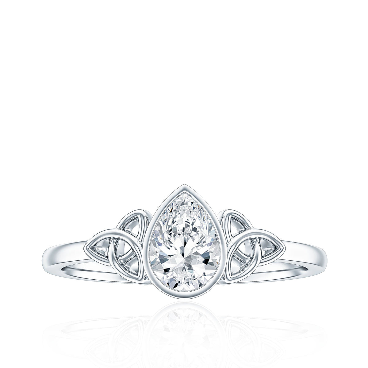 Pear Shape Lab Grown Diamond Solitaire Celtic Ring
