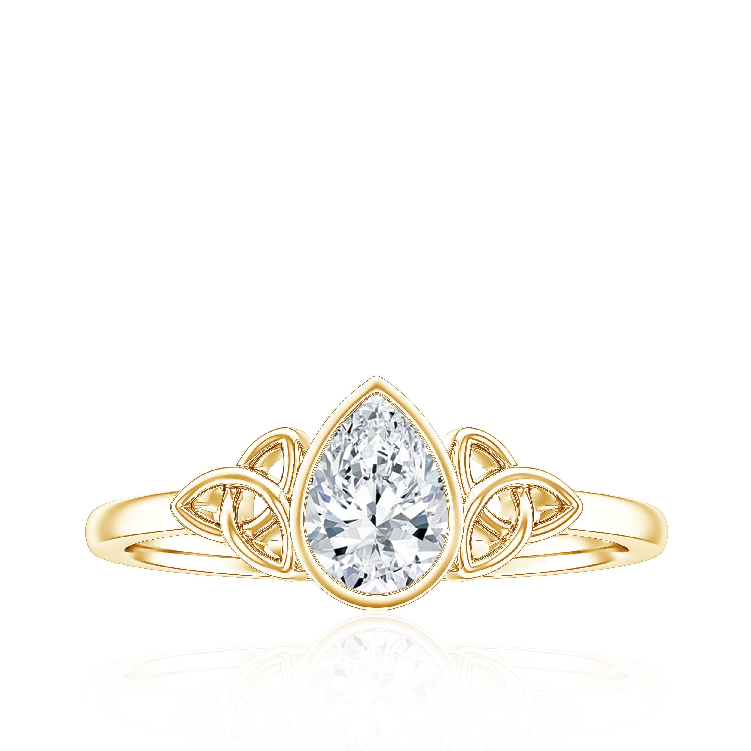 Pear Shape Lab Grown Diamond Solitaire Celtic Ring