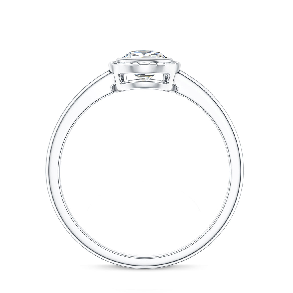 Pear Cut Lab Grown Diamond Solitaire Ring with Engraved Details