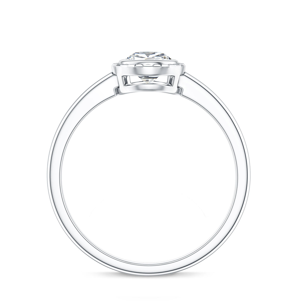 Pear Cut Lab Grown Diamond Solitaire Ring with Engraved Details