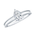Pear Shaped Lab Grown Diamond Solitaire Ring with Beaded Detailing