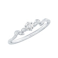 Minimal Lab Grown Diamond Leaf Ring with Beaded Detailing