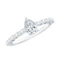 Pear Shape Lab Grown Diamond Solitaire Promise Ring with Side Stones