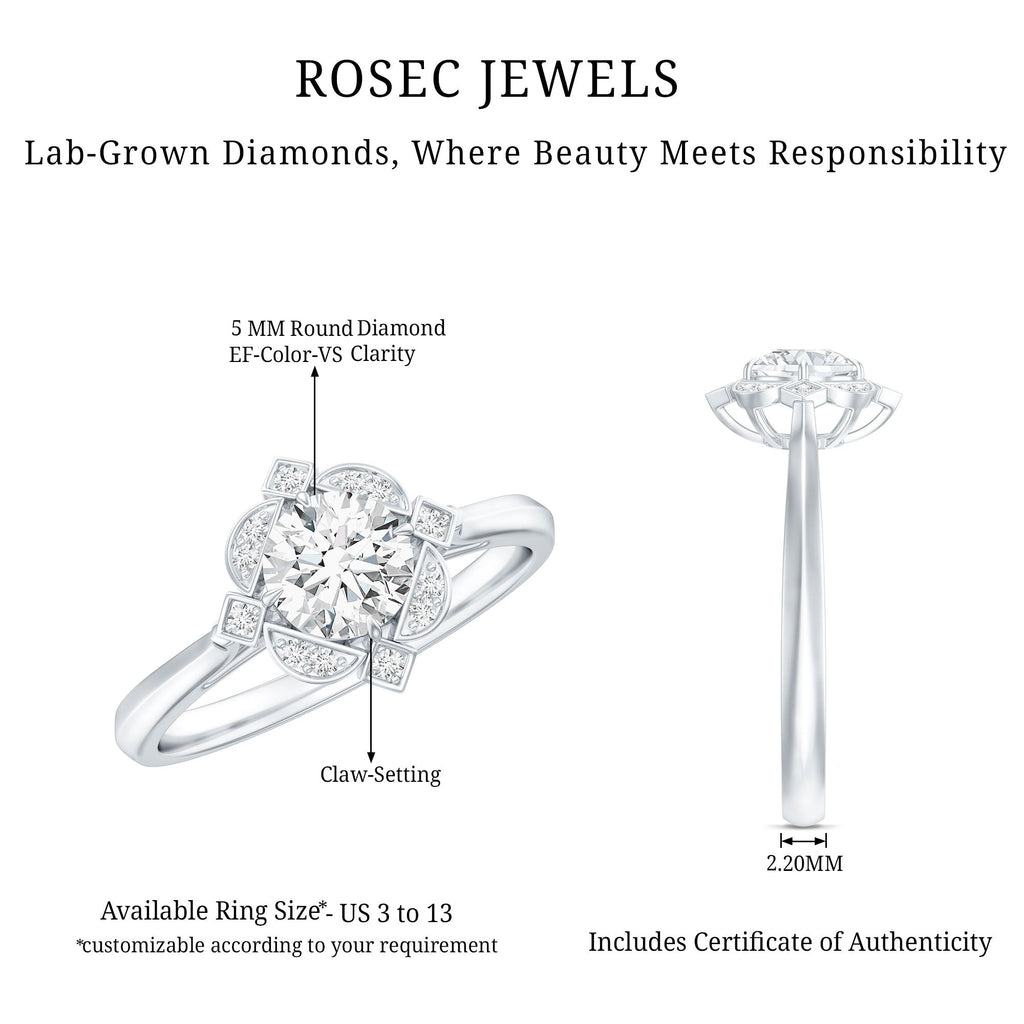 Vintage Style Lab Grown Diamond Engagement Ring