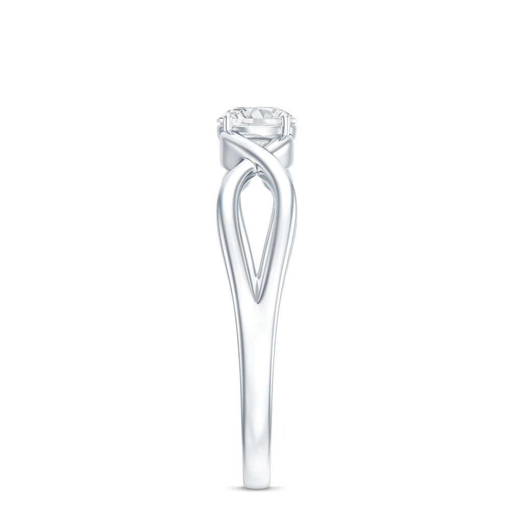 Round Lab Grown Diamond Solitaire Promise Ring in Crossover Shank