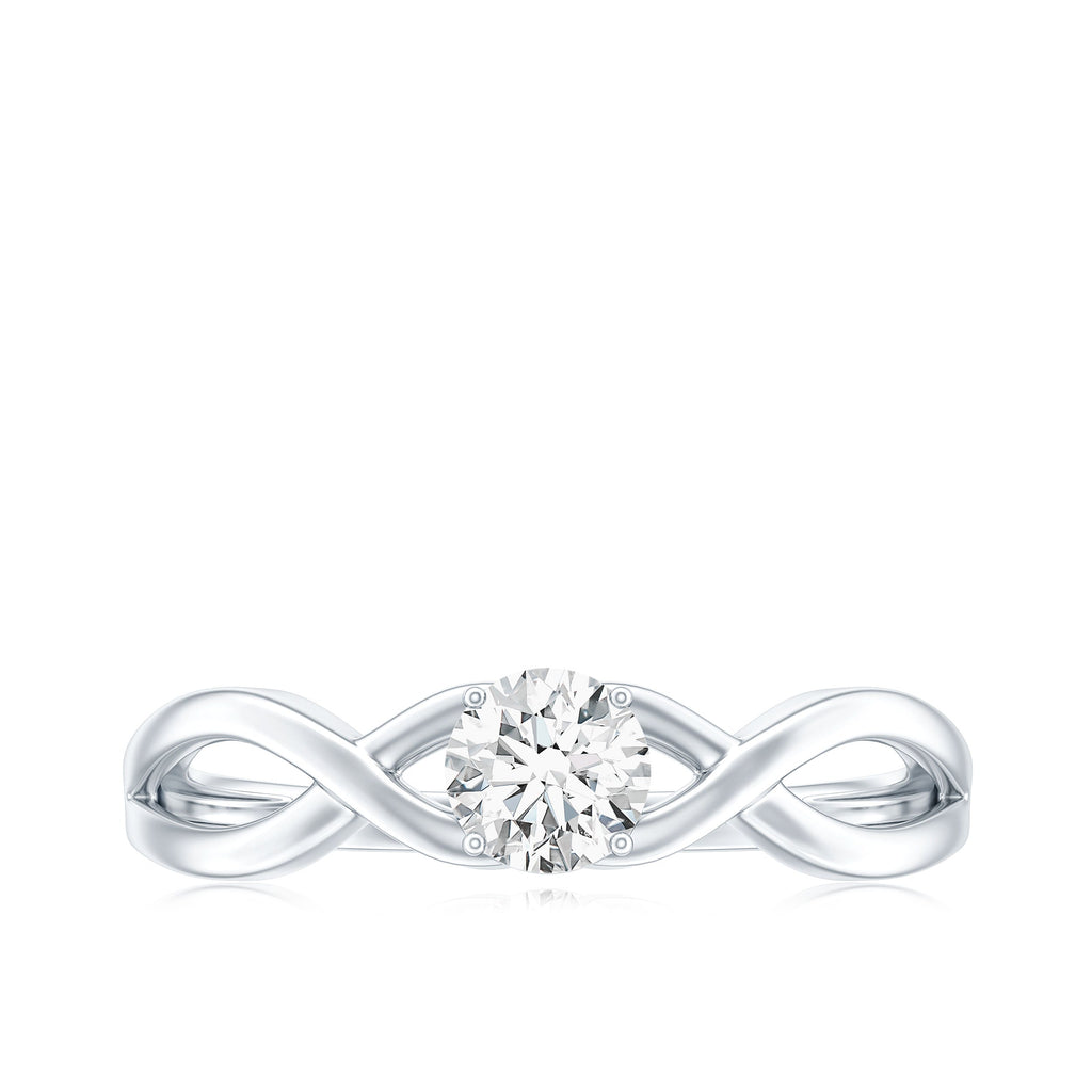 Round Lab Grown Diamond Solitaire Promise Ring in Crossover Shank