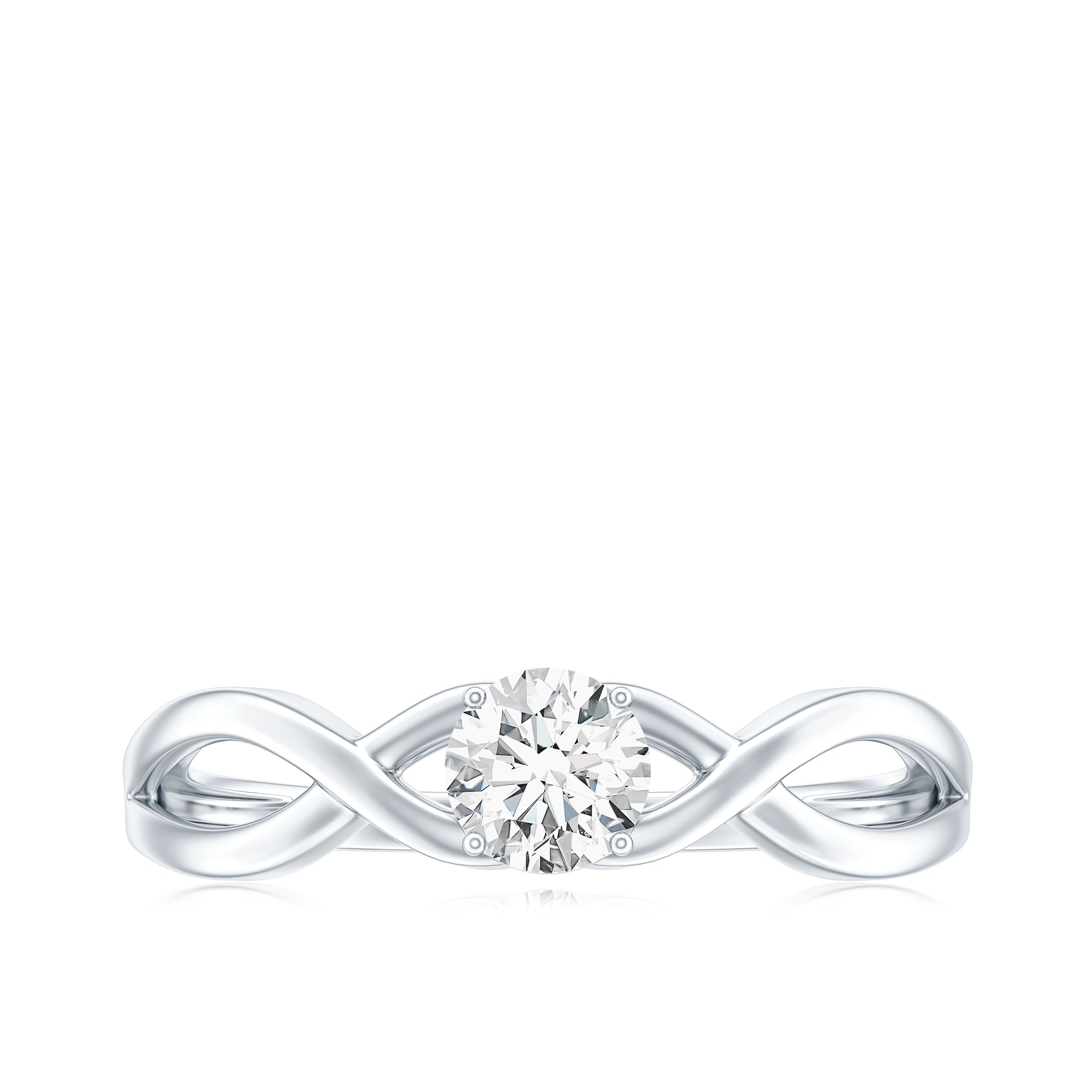 Round Lab Grown Diamond Solitaire Promise Ring in Crossover Shank