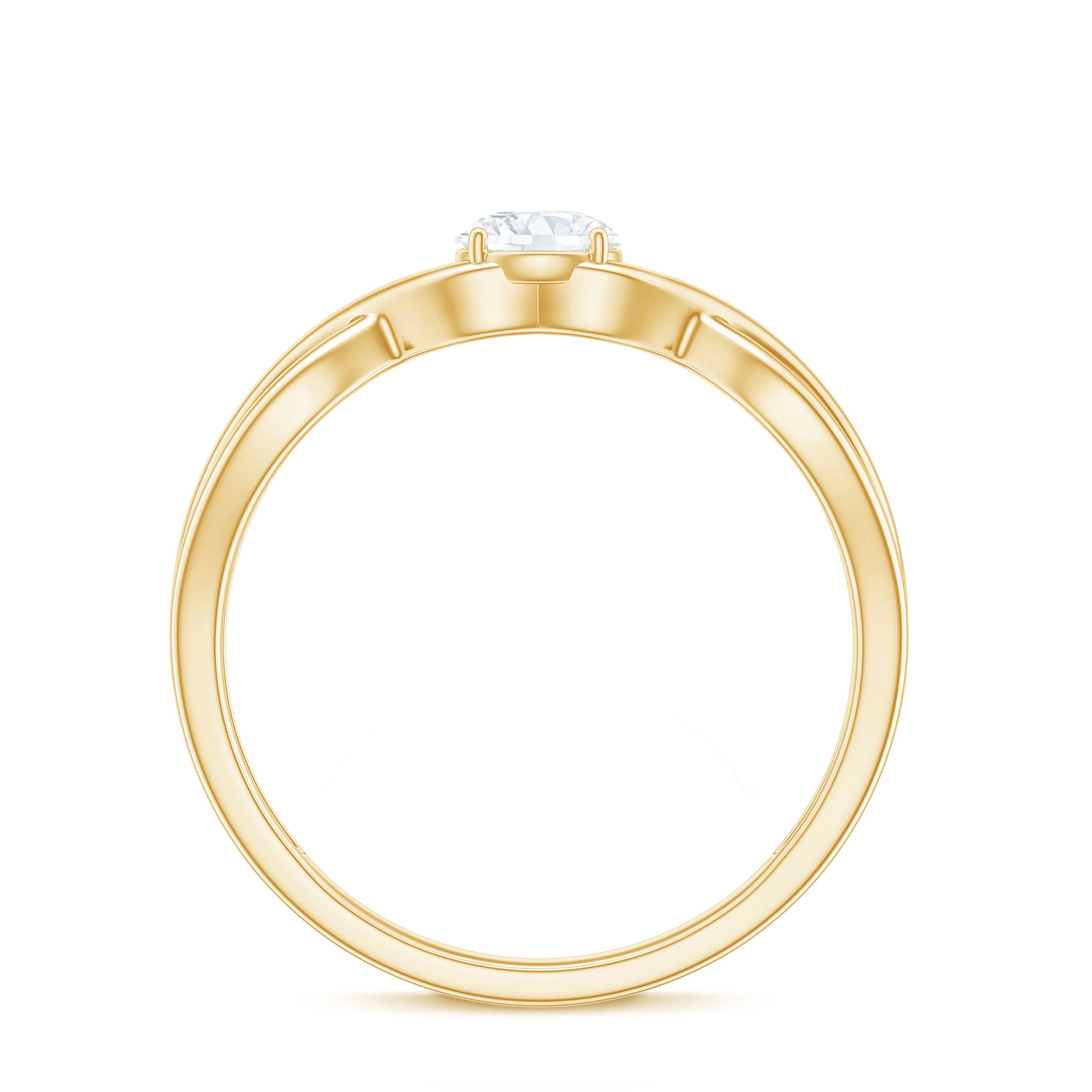Round Lab Grown Diamond Solitaire Promise Ring in Crossover Shank