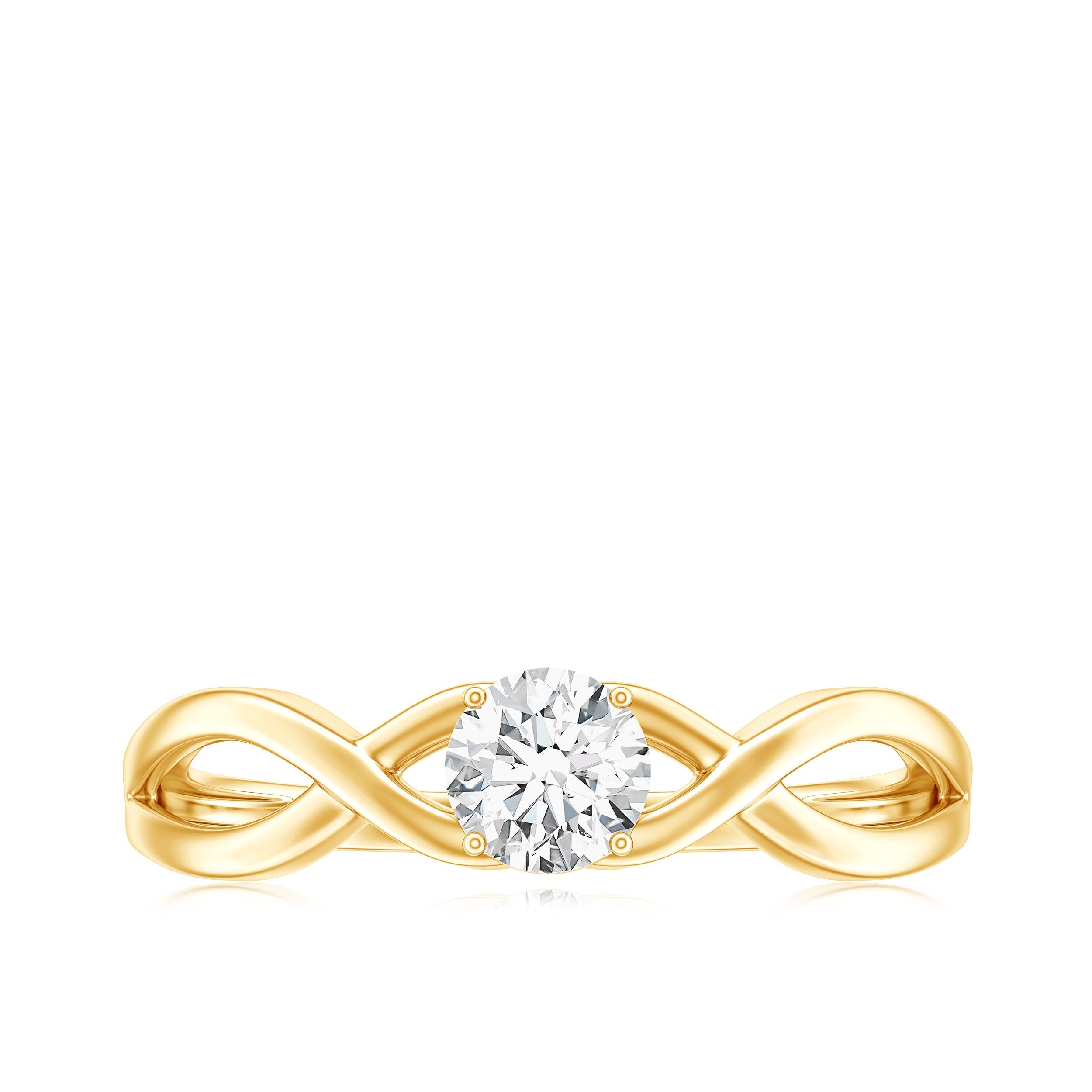 Round Lab Grown Diamond Solitaire Promise Ring in Crossover Shank