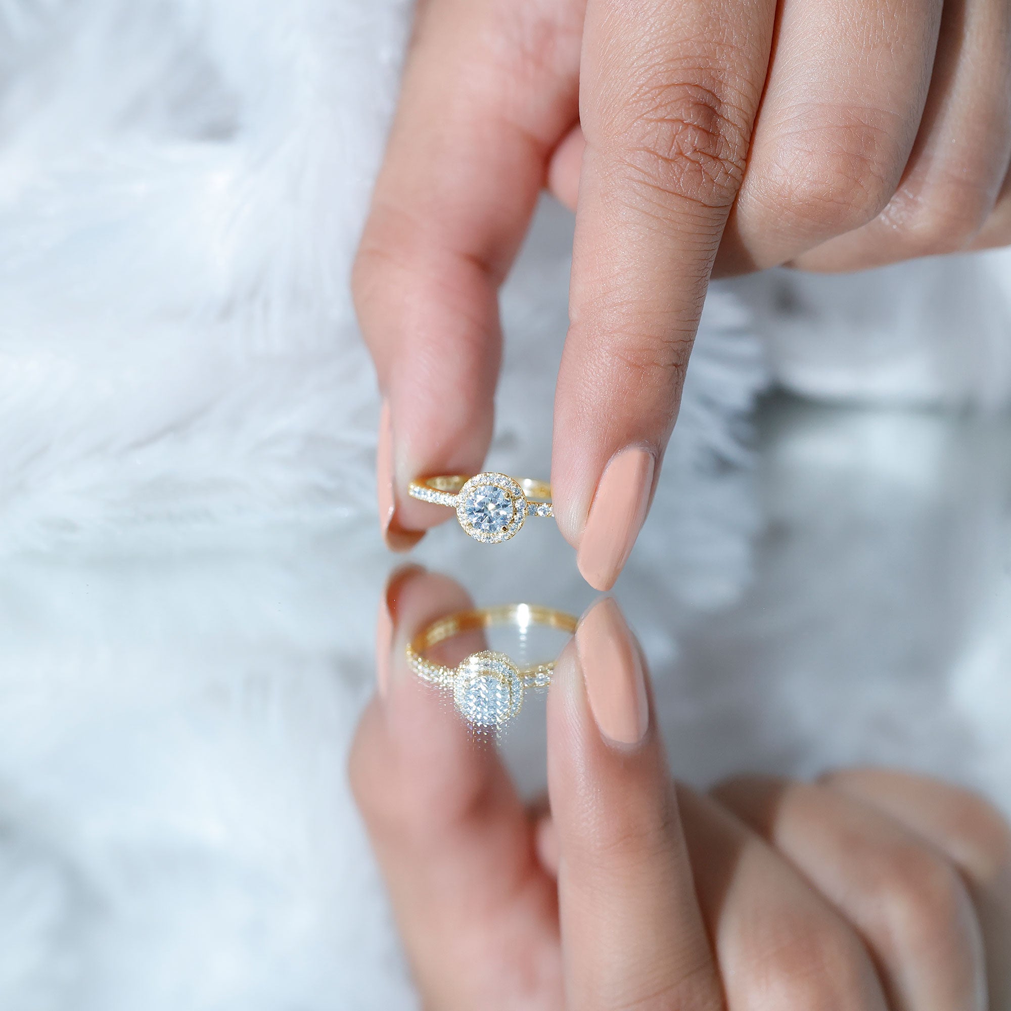 Round Lab Grown Diamond Promise Engagement Ring