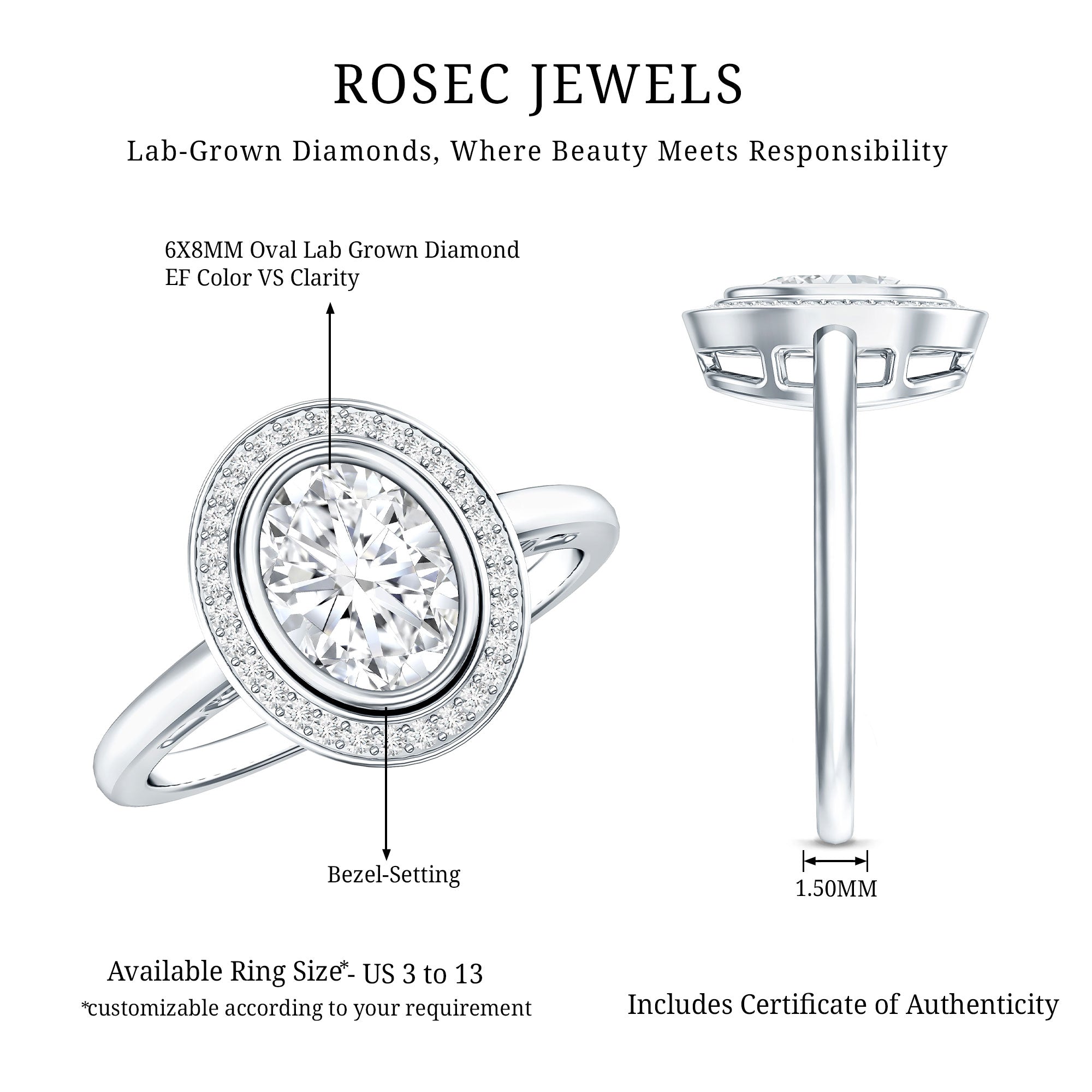 Classic Lab Grown Diamond Engagement Ring with Halo