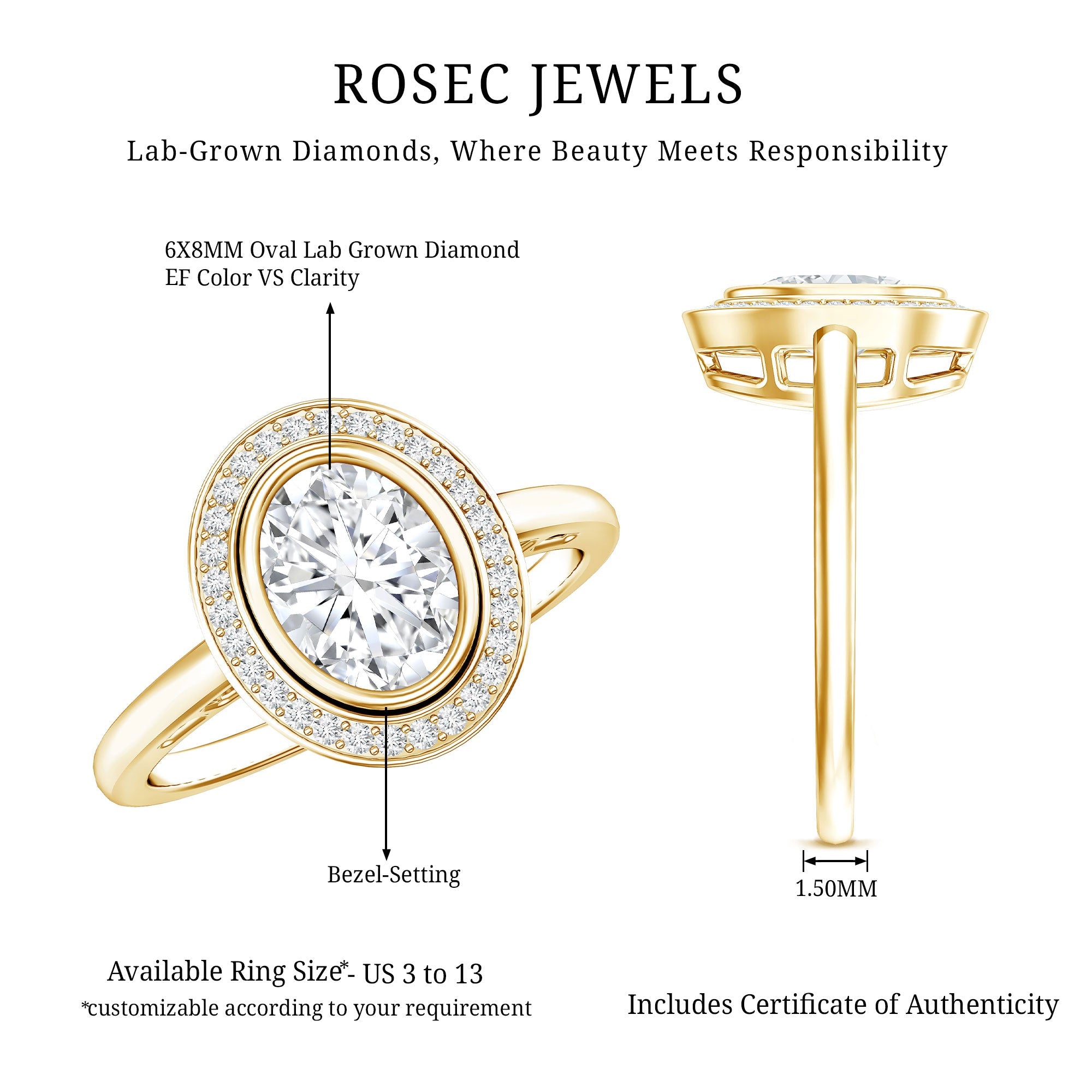 Classic Lab Grown Diamond Engagement Ring with Halo