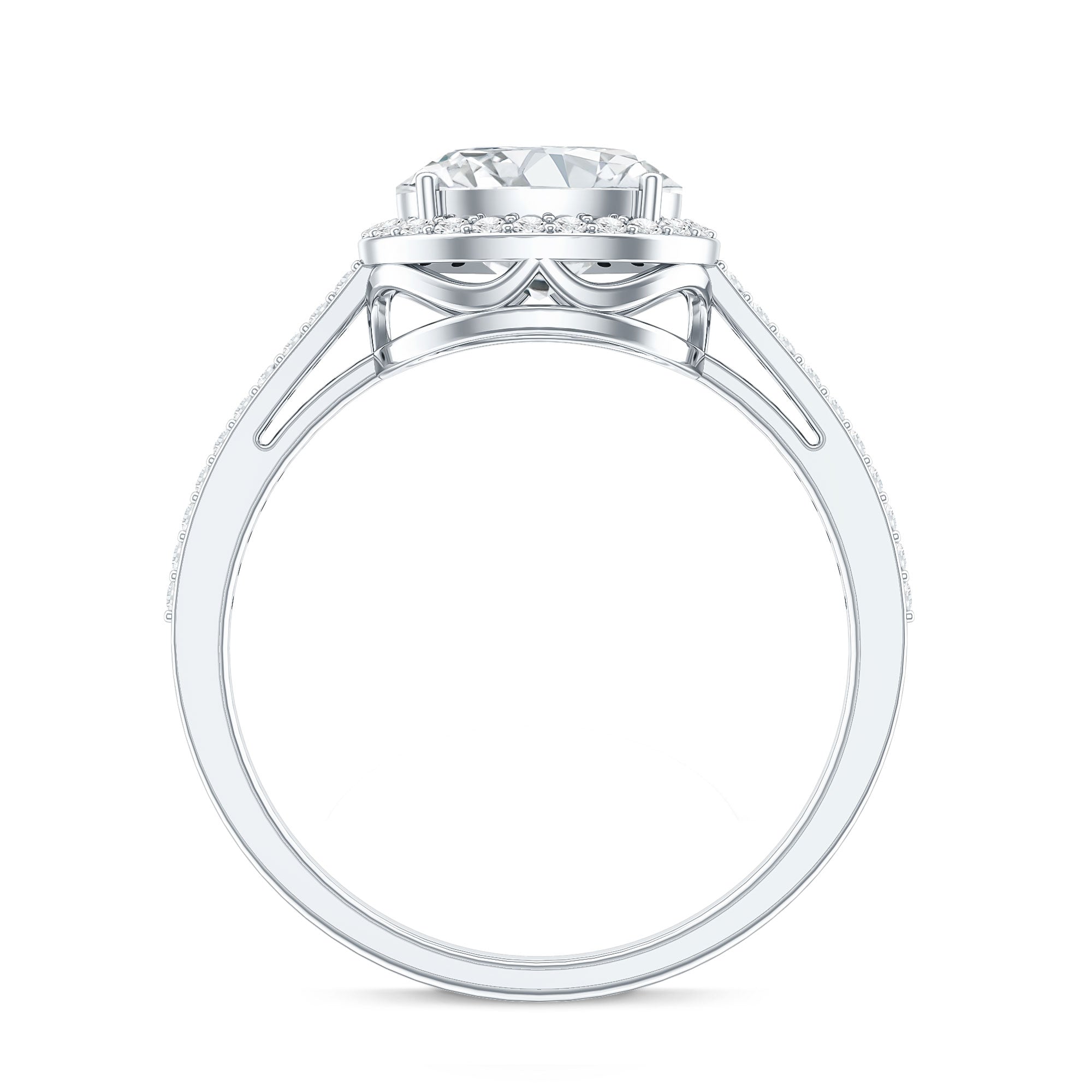 Oval Shape Lab Grown Diamond Engagement Ring with Halo