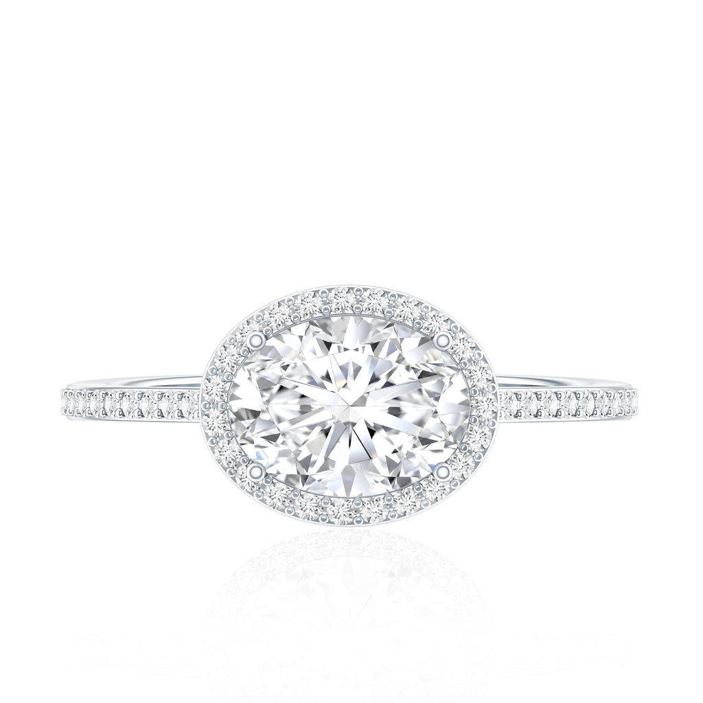 Oval Shape Lab Grown Diamond Engagement Ring with Halo