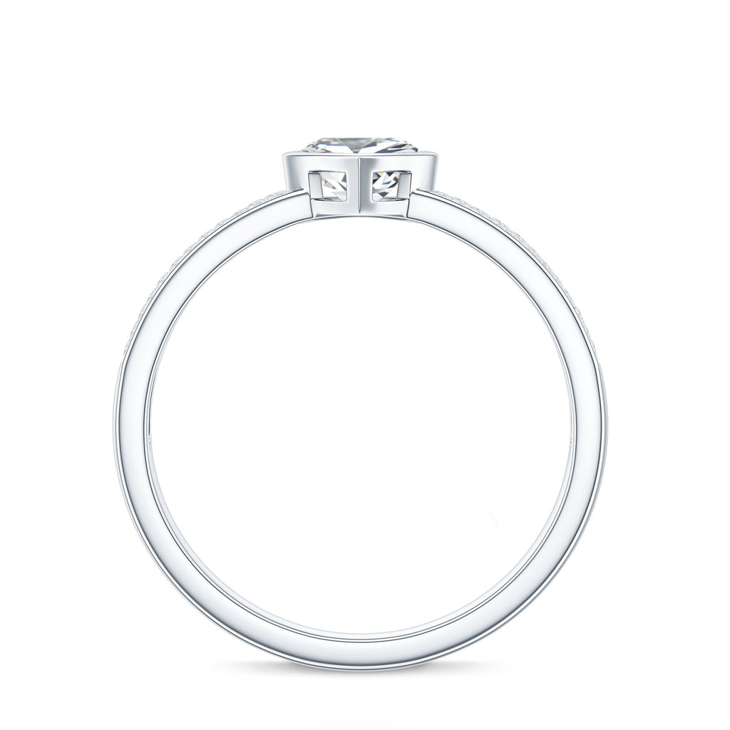 Heart Shape Lab Grown Diamond Solitaire Ring with Side Stones