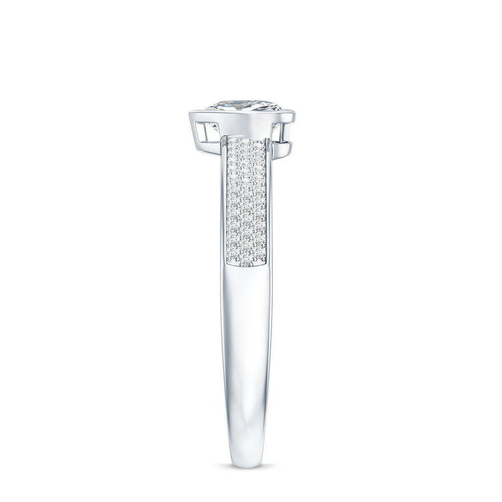 Heart Shape Lab Grown Diamond Solitaire Ring with Side Stones